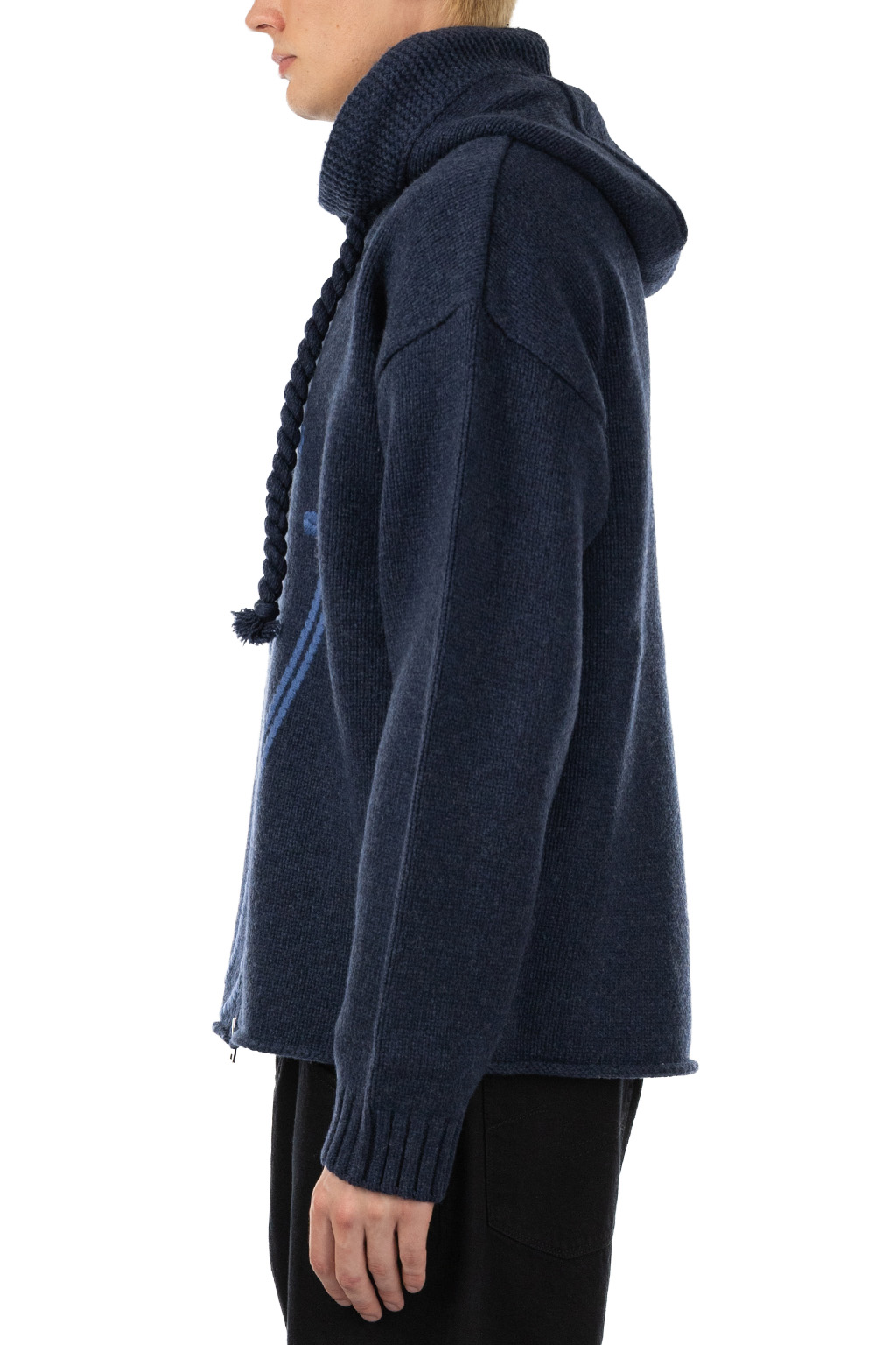 JW Anderson - Anchor Emroidery Zipped Hoodie -Steel Blue